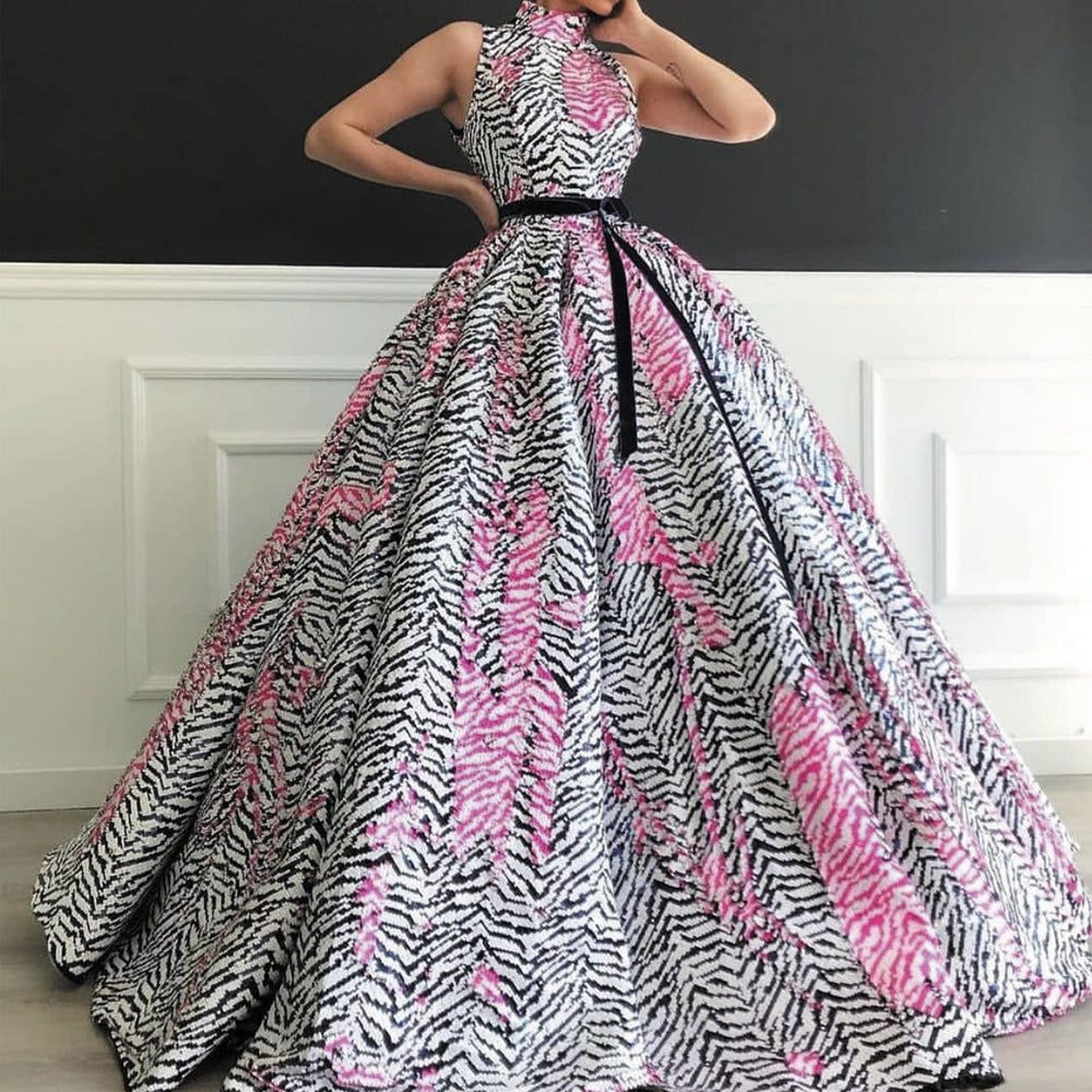 unique ball gown prom dresses zebra ...